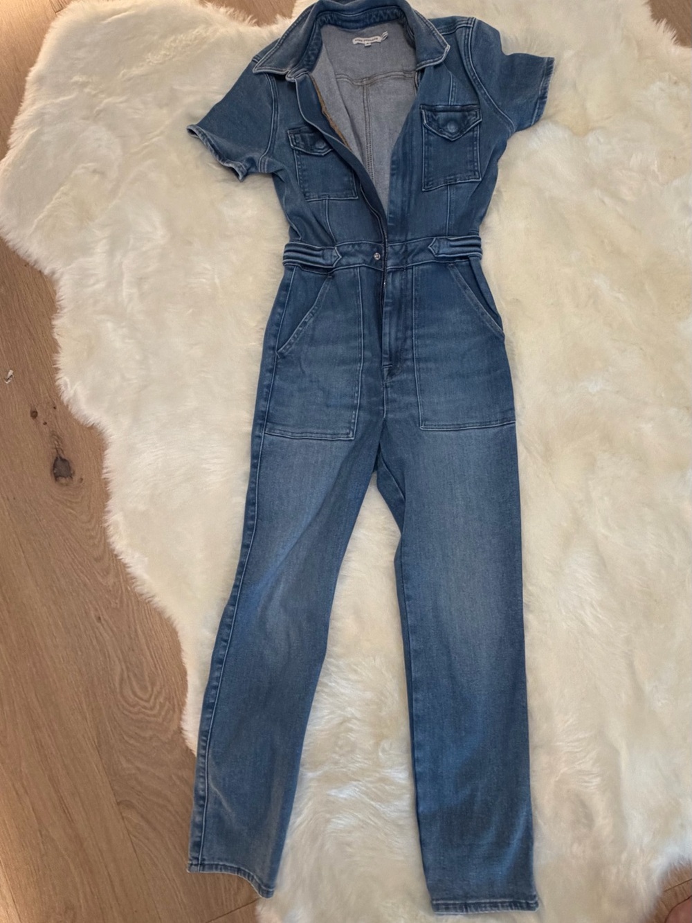 Good American Blue Denim Jumpsuit Romper. Size 2